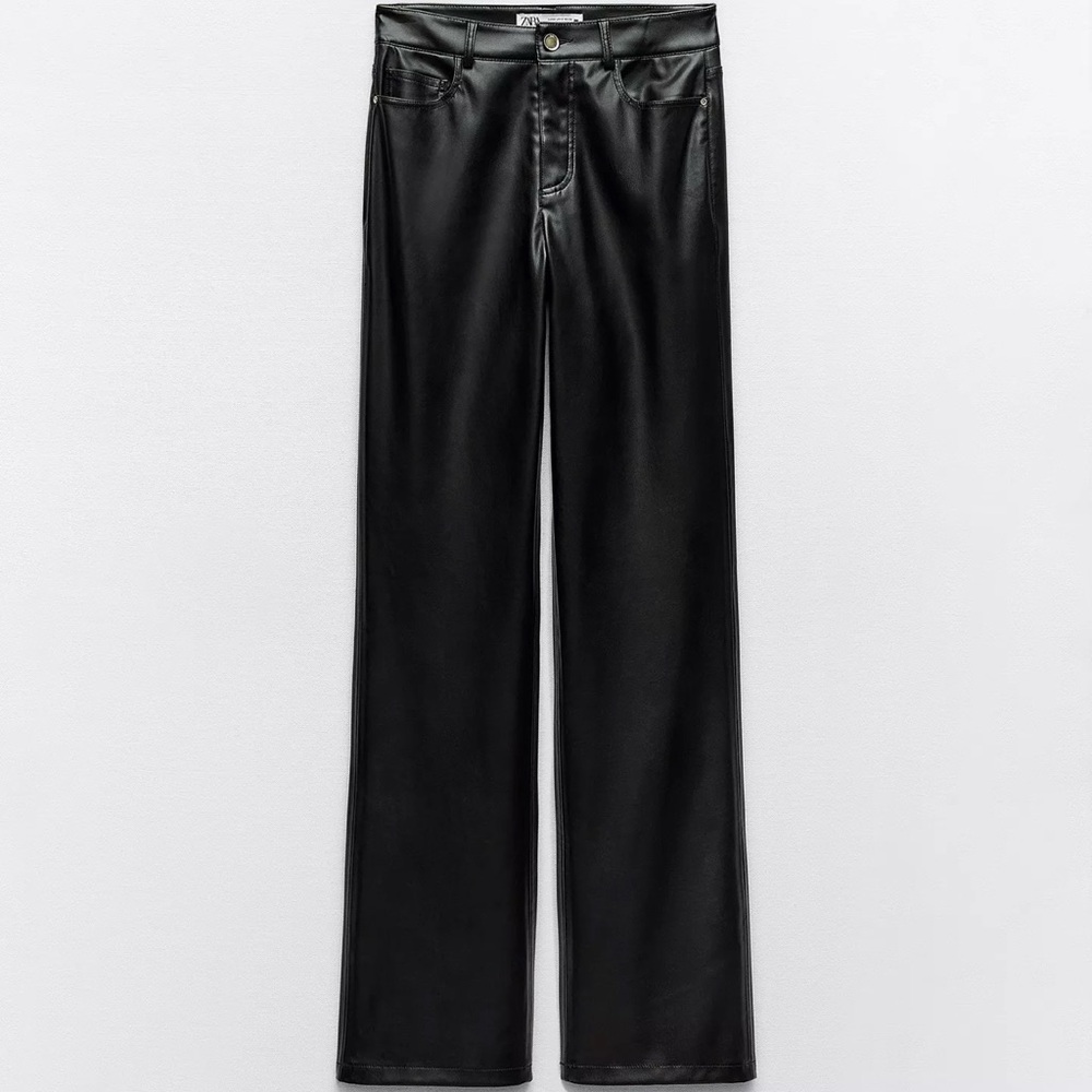 Zara Black Faux Leather High-Rise Pants